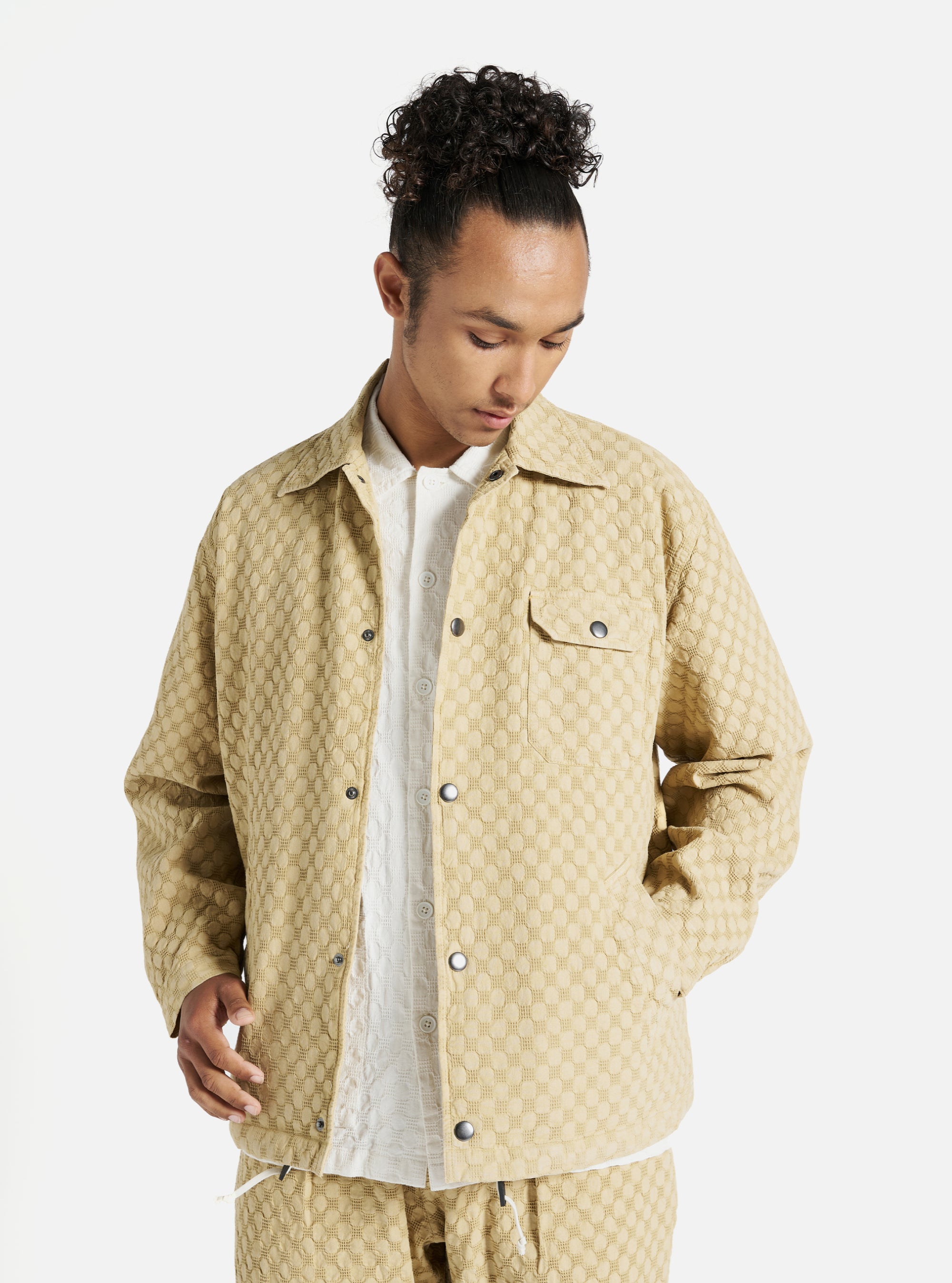 Camel Dot Waffle Head Coach Jacket