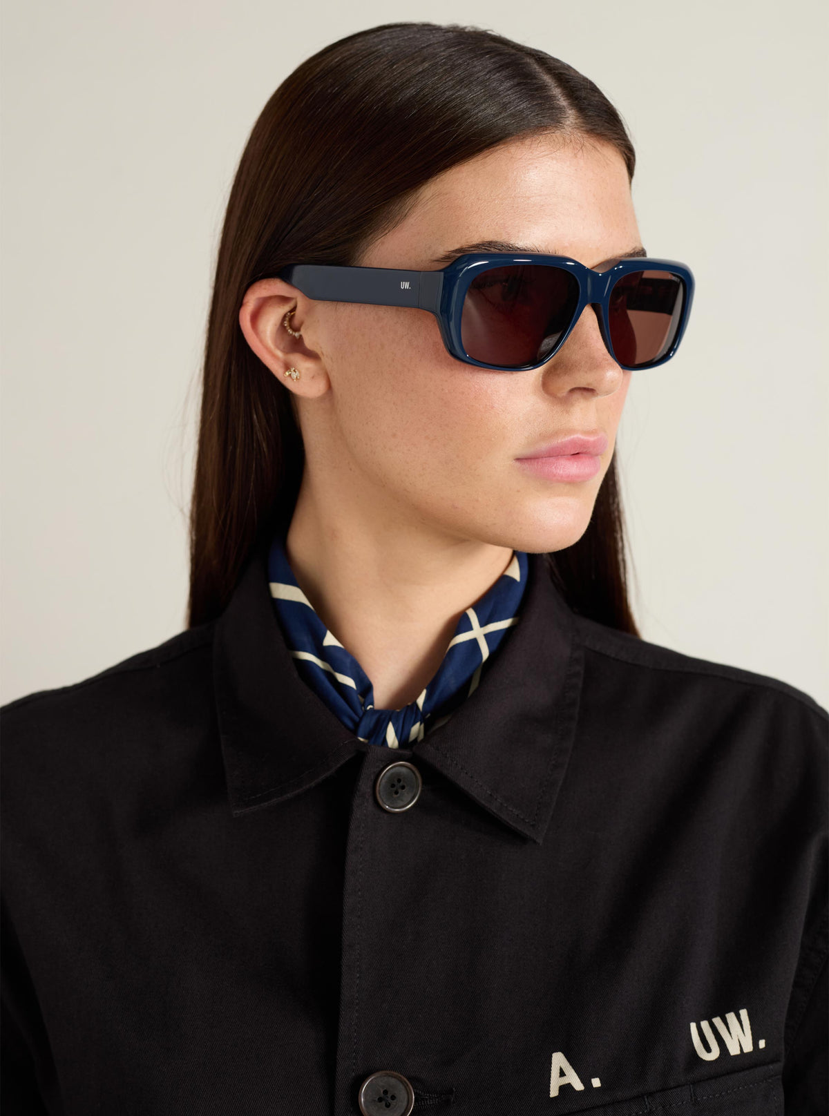 A. SOCIETY x Universal Works Navy Aberdeen Sunglasses