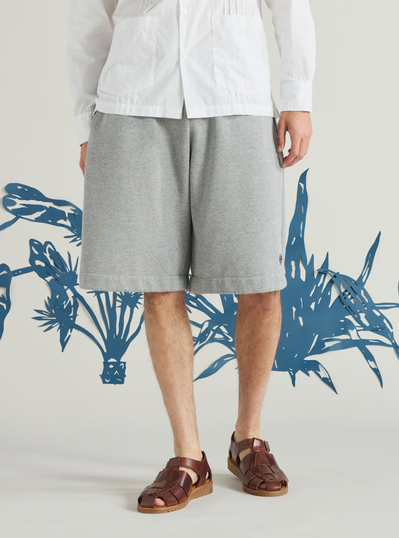 Grey Marl Recycled Cotton Blend Jersey Vacation Short