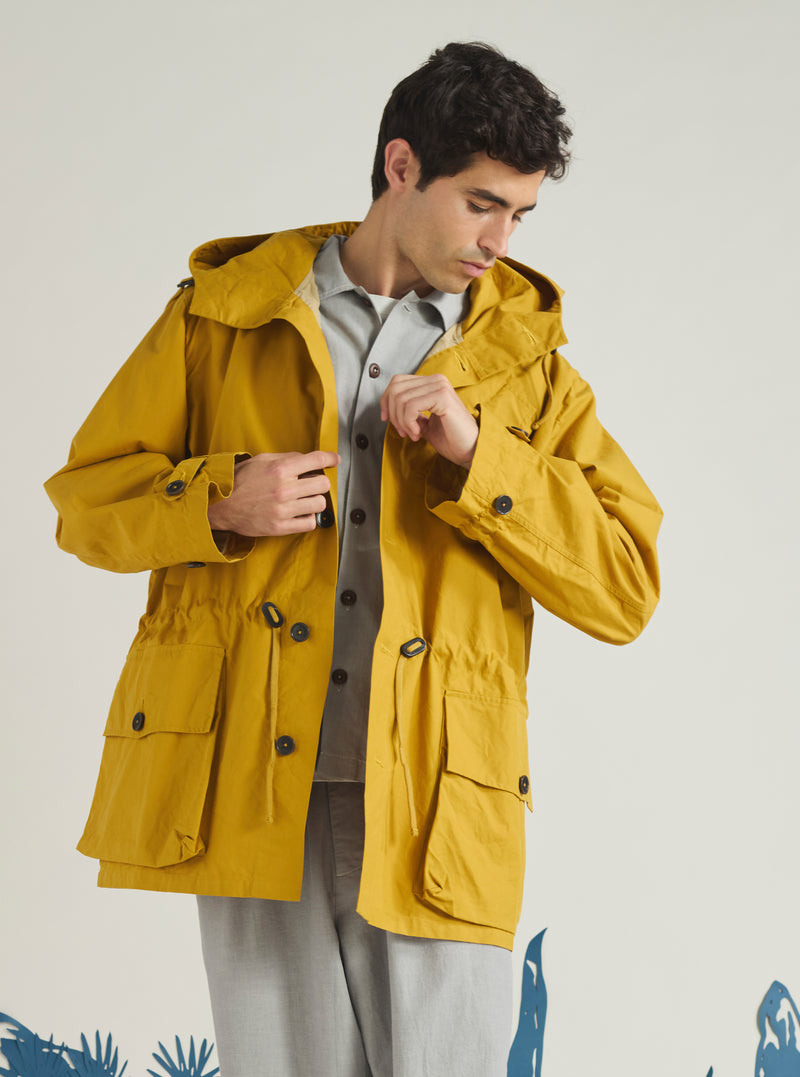 Yellow British Wax Cotton Boston Parka