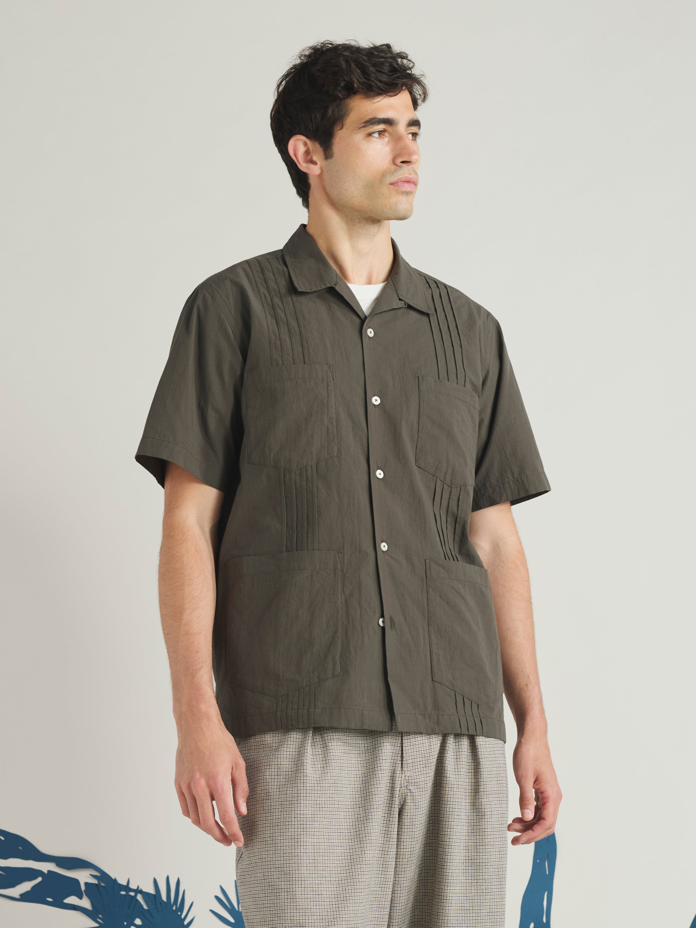 Men's Olive Tech Cotton S/S Dwight Overshirt – Universal Works