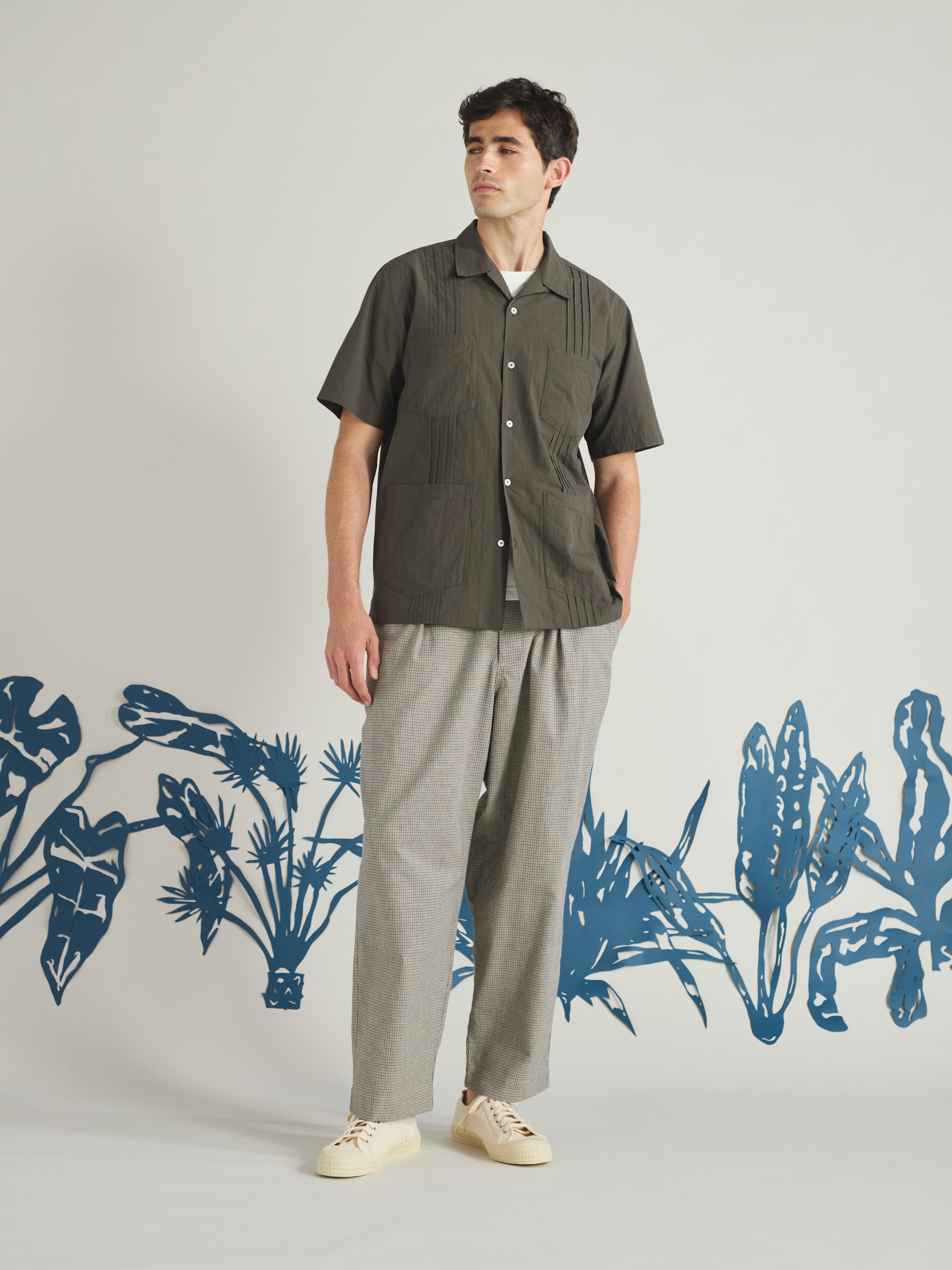 Men's Olive Tech Cotton S/S Dwight Overshirt – Universal Works