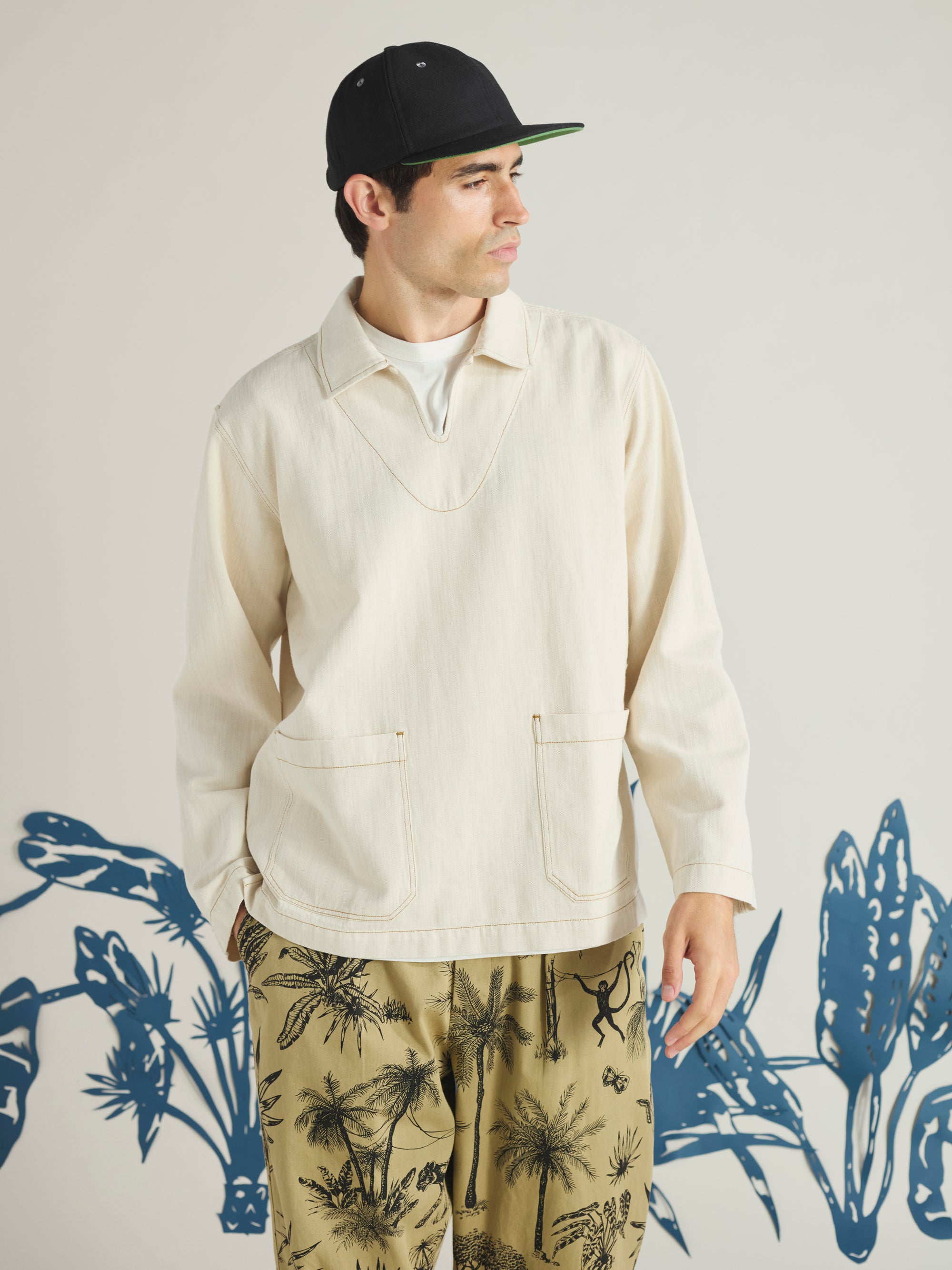 Ecru Koko Cotlin Smock Overshirt