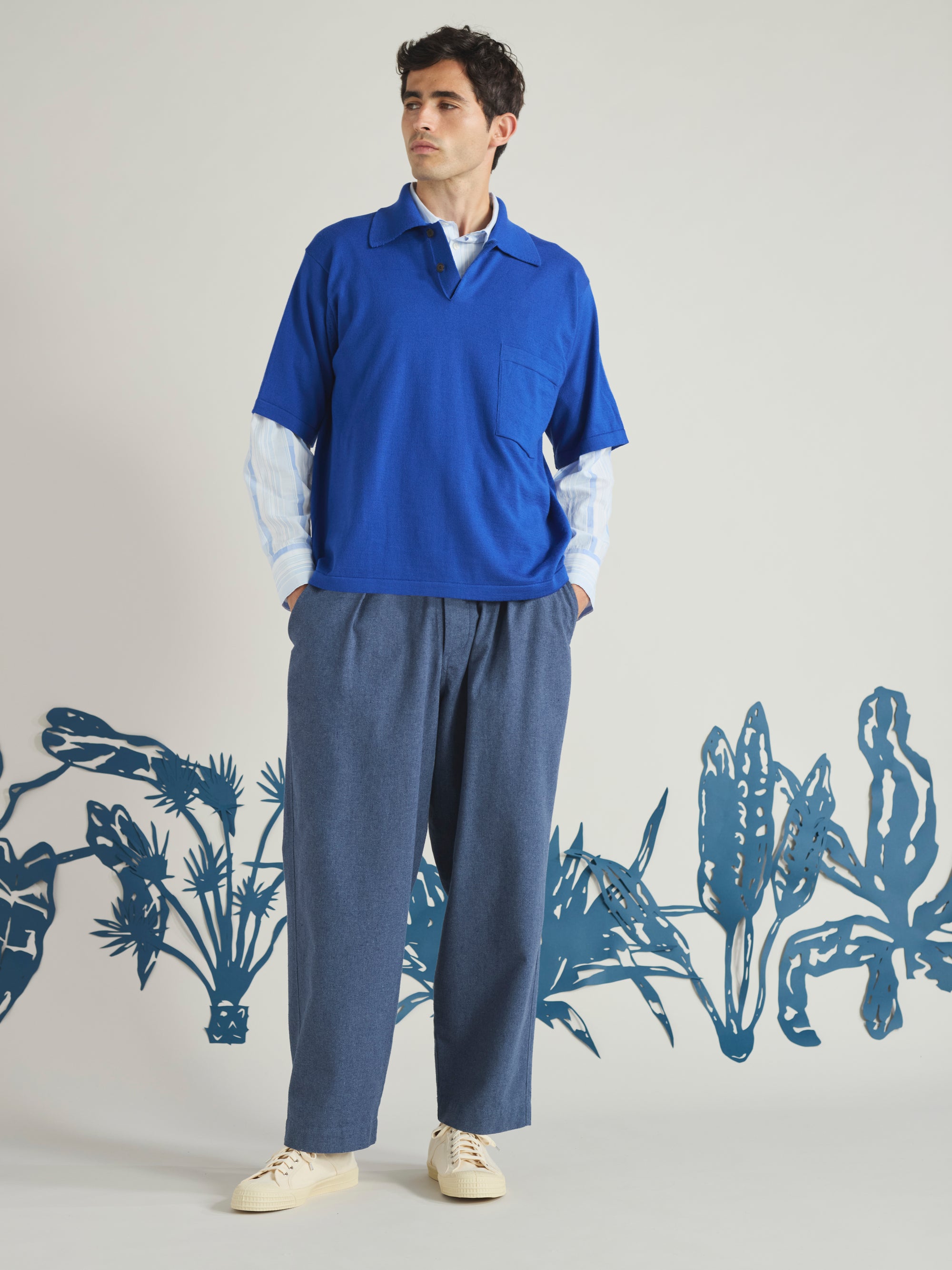 Blue Sintra Recycled Cotton Oxford Pant