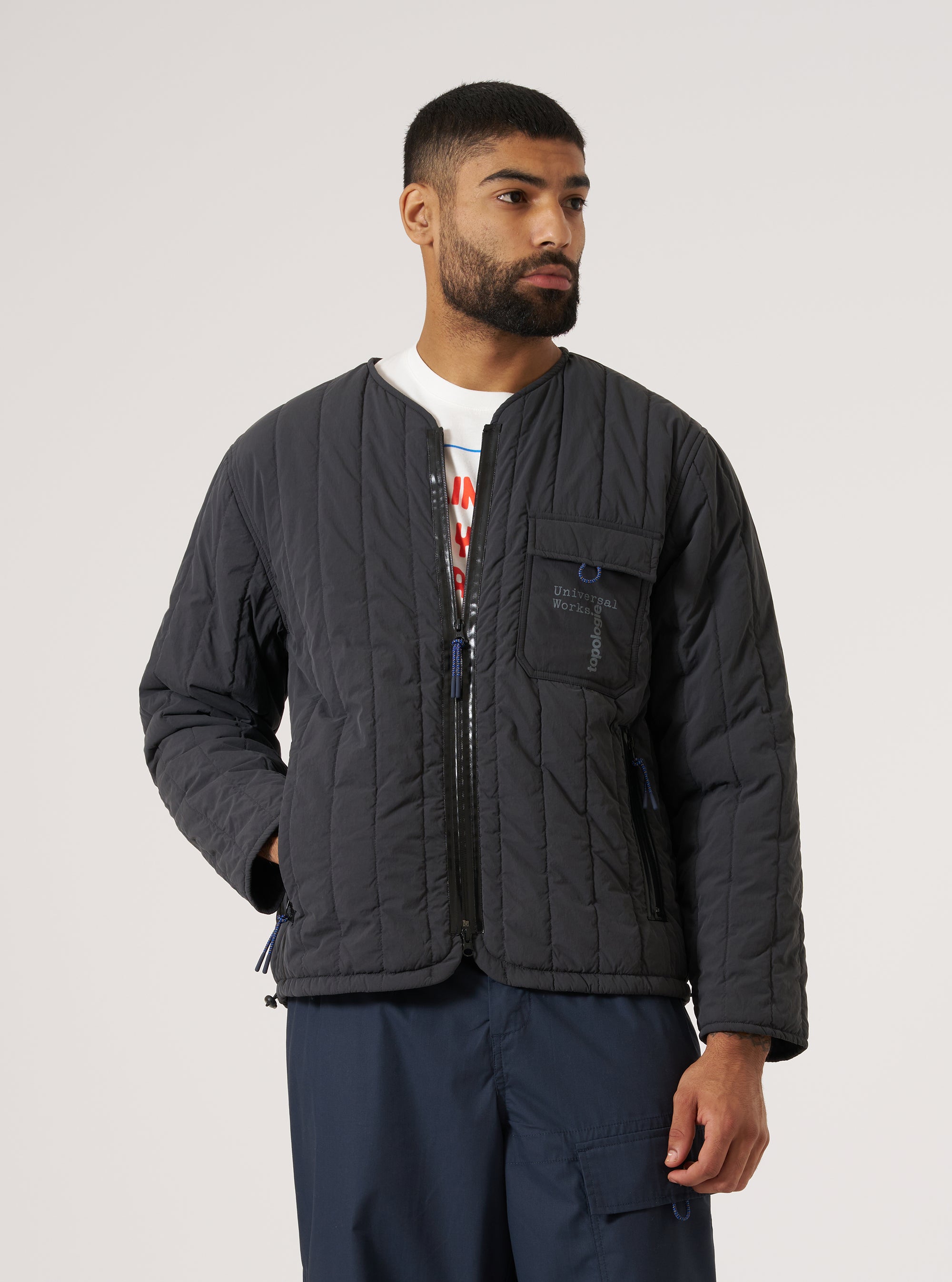 Topologie x Universal Works Charcoal TW Recycled Nylon Quilted Liner Jacket