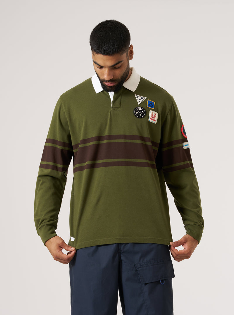 Topologie x Universal Works Olive/Brown MW Organic Cotton Rugby Shirt