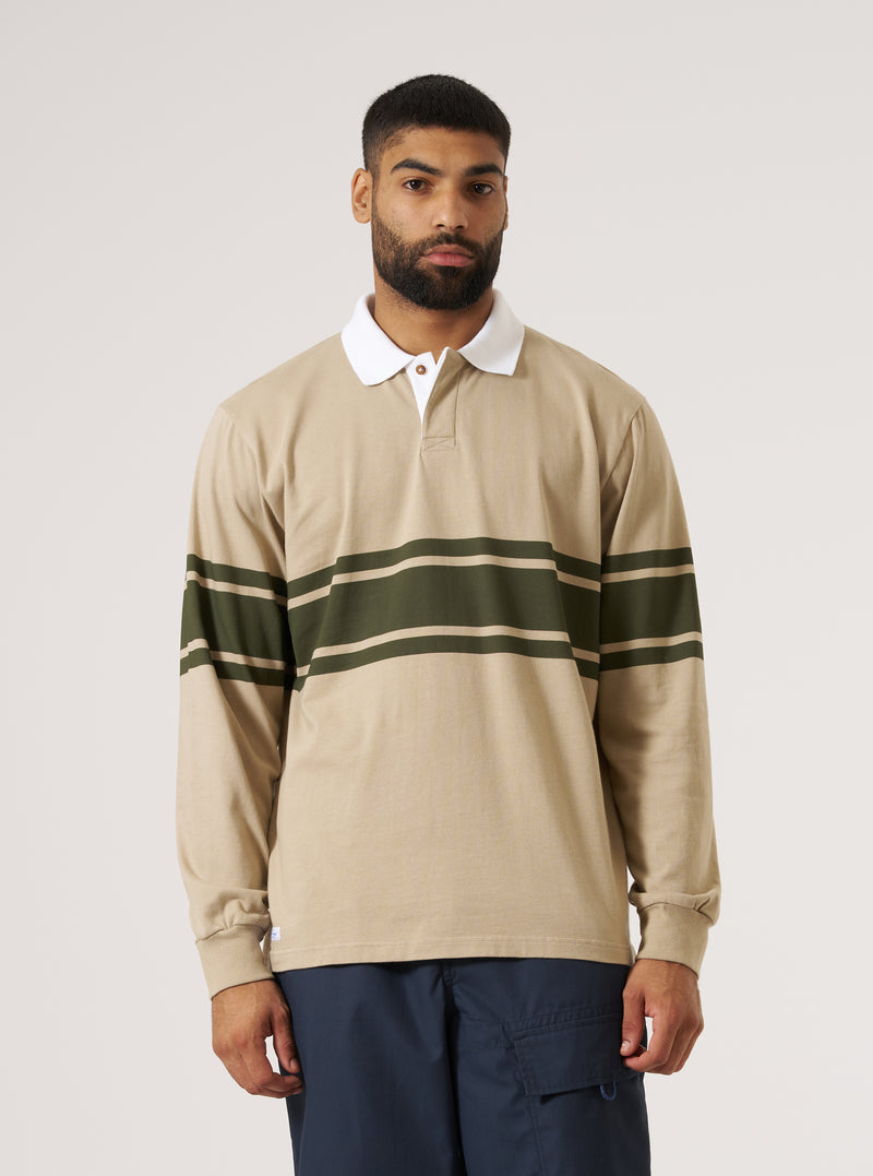 Topologie x Universal Works Sand/Olive MW Organic Cotton Rugby Shirt