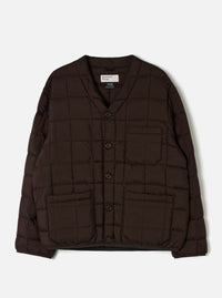 TAION x Universal Works Brown Nylon Soft Shell Down Cardigan
