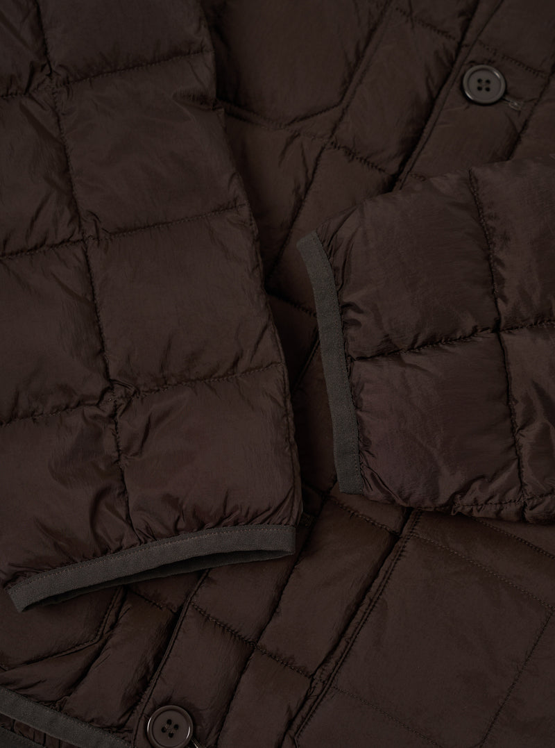 TAION x Universal Works Brown Nylon Soft Shell Down Cardigan