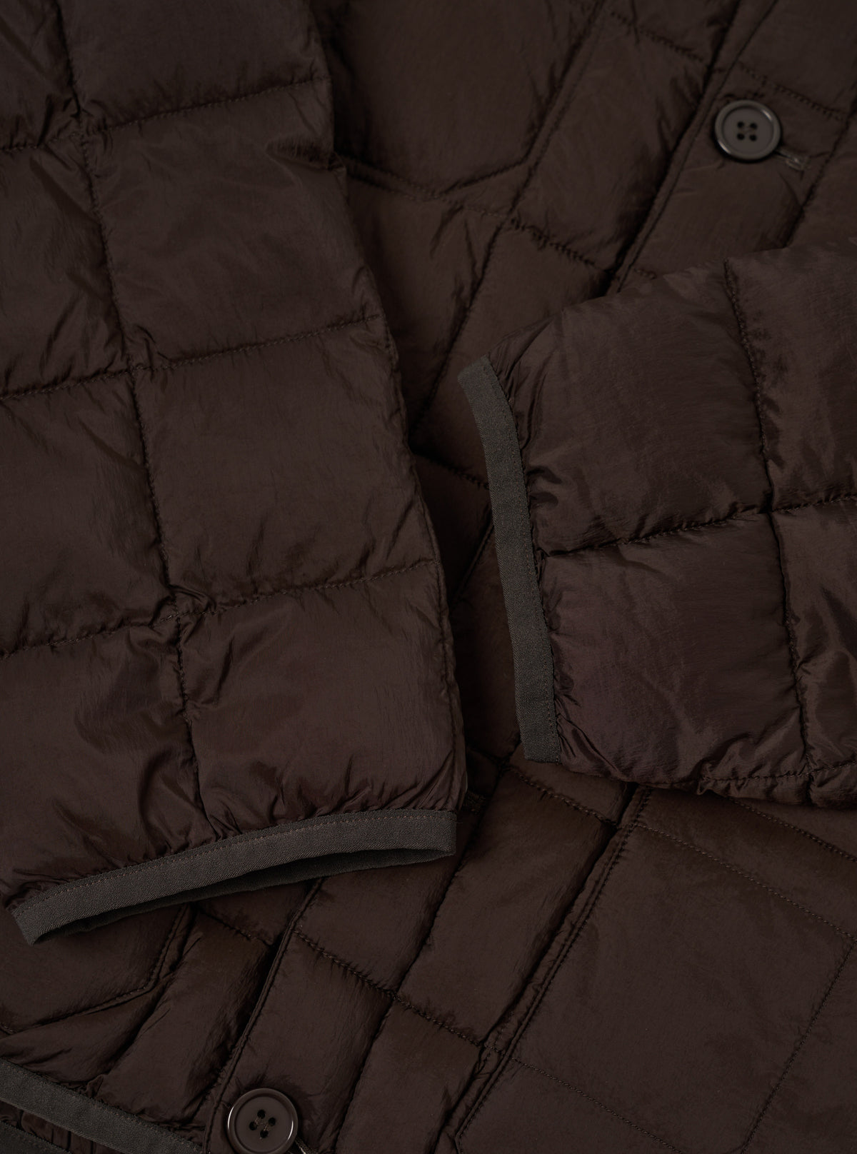 TAION x Universal Works Brown Nylon Soft Shell Down Cardigan