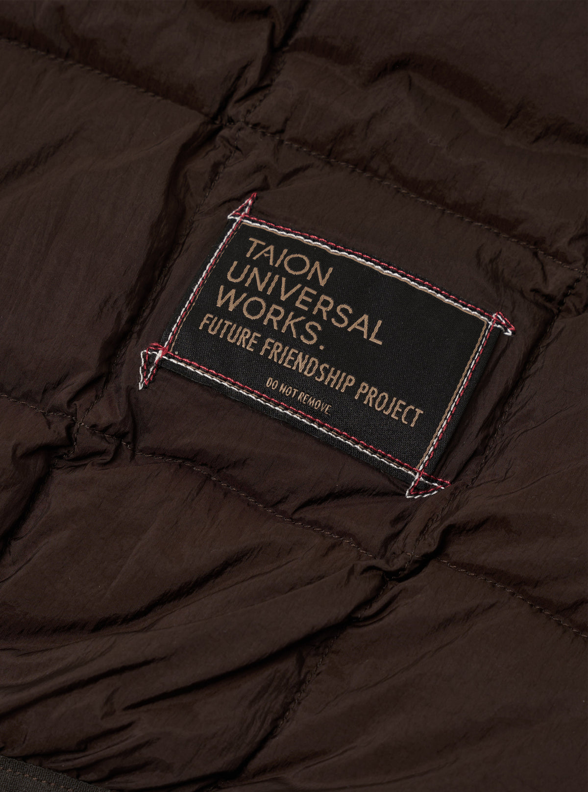 TAION x Universal Works Brown Nylon Soft Shell Down Cardigan