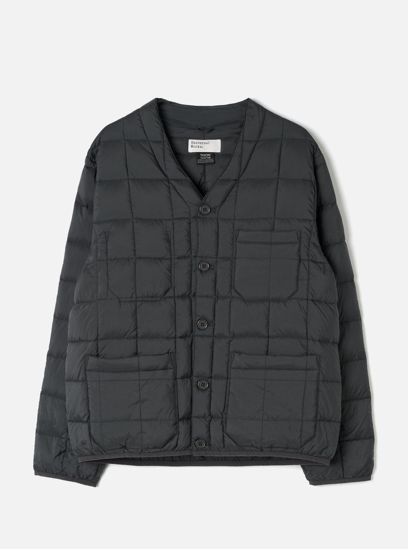 TAION x Universal Works Charcoal Nylon Soft Shell Down Cardigan