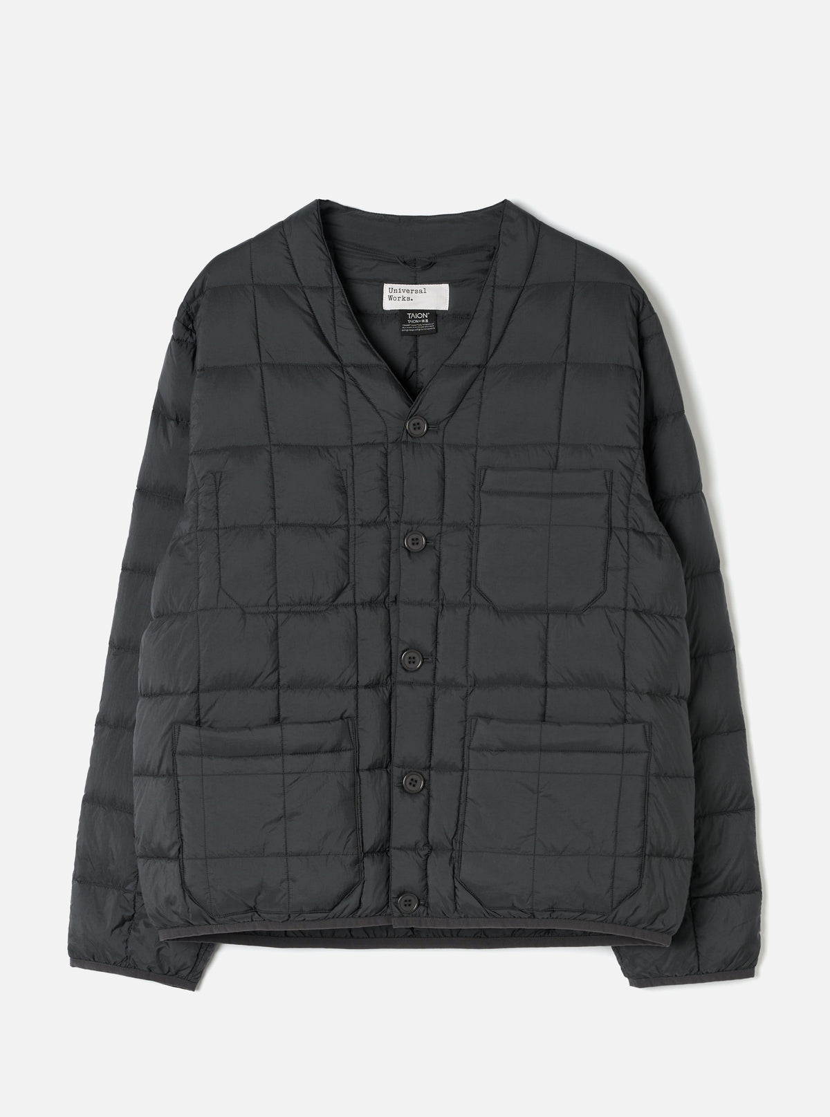 TAION x Universal Works Charcoal Nylon Soft Shell Down Cardigan