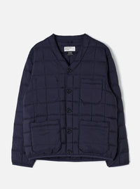 TAION x Universal Works Navy Nylon Soft Shell Down Cardigan
