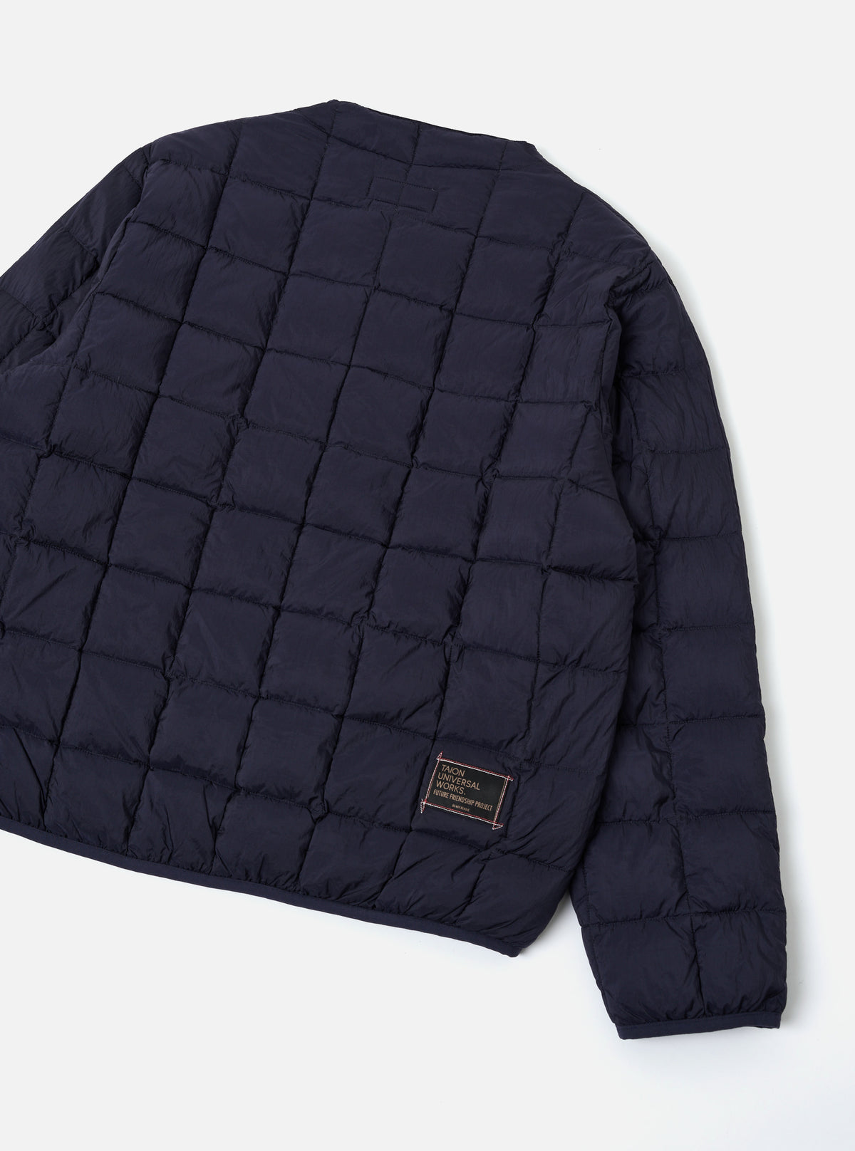 TAION x Universal Works Navy Nylon Soft Shell Down Cardigan