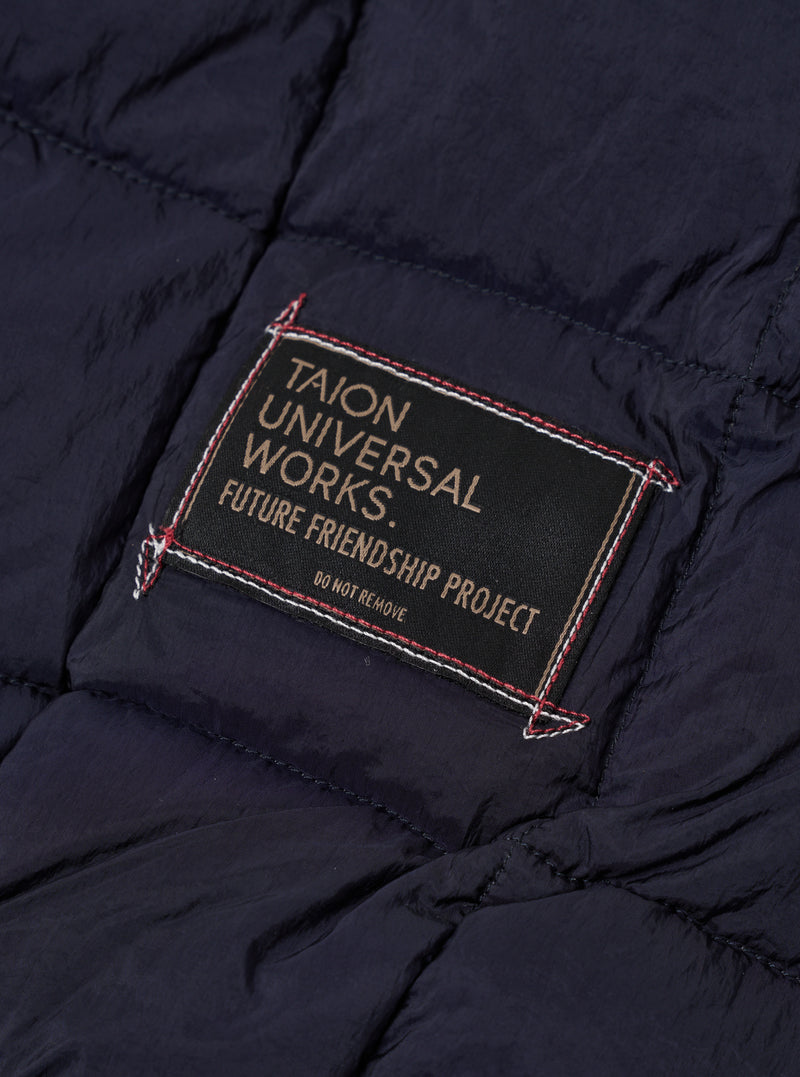 TAION x Universal Works Navy Nylon Soft Shell Down Cardigan