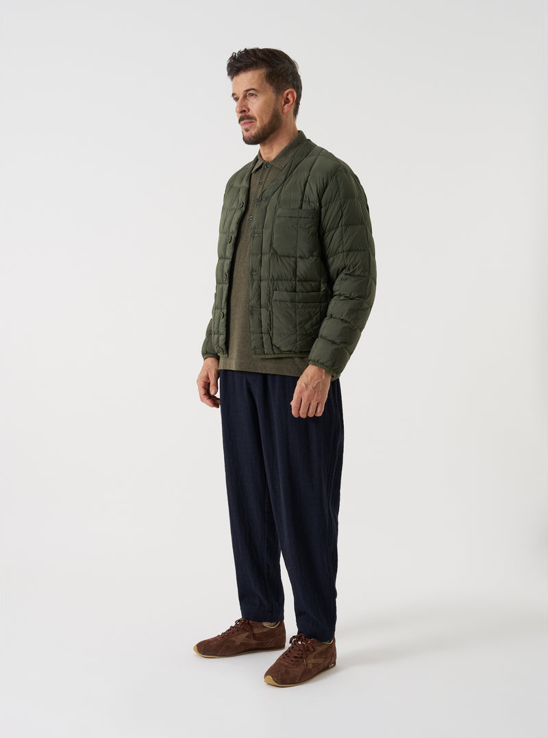 TAION x Universal Works Olive Nylon Soft Shell Down Cardigan