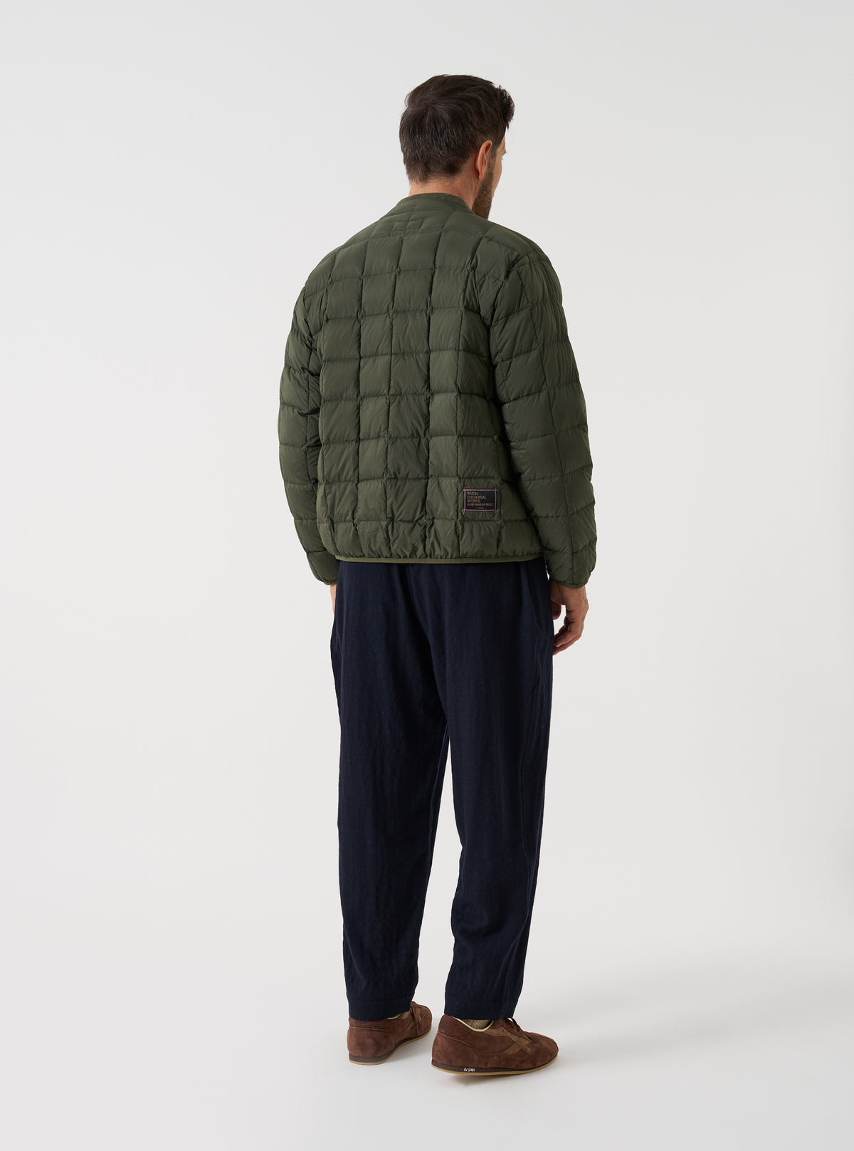 TAION x Universal Works Olive Nylon Soft Shell Down Cardigan