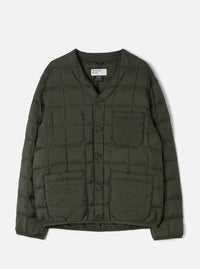 TAION x Universal Works Olive Nylon Soft Shell Down Cardigan