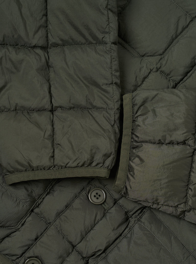 TAION x Universal Works Olive Nylon Soft Shell Down Cardigan