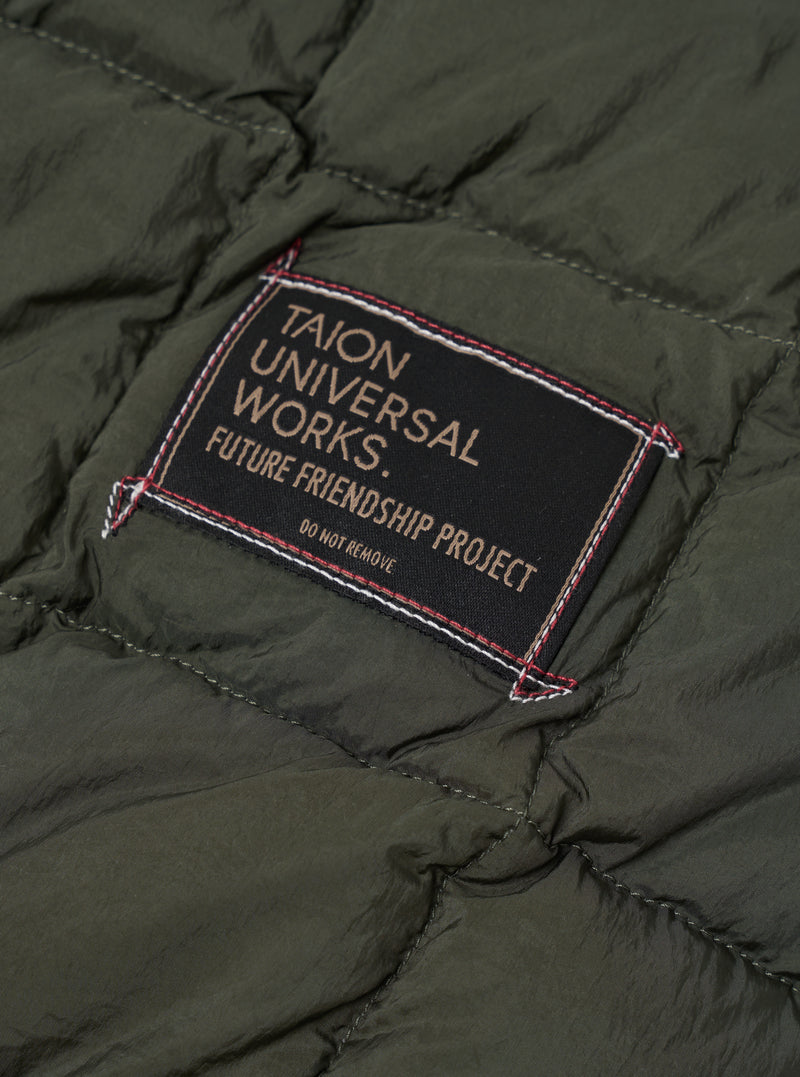 TAION x Universal Works Olive Nylon Soft Shell Down Cardigan
