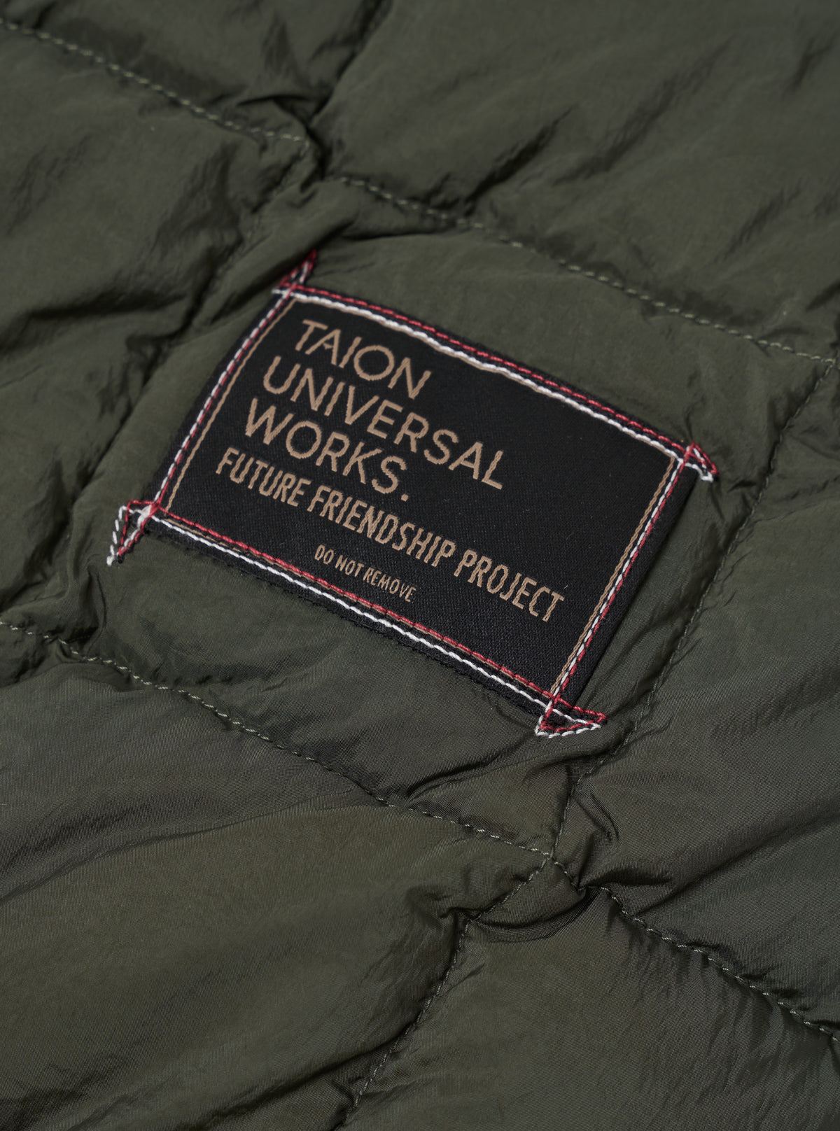 TAION x Universal Works Olive Nylon Soft Shell Down Cardigan