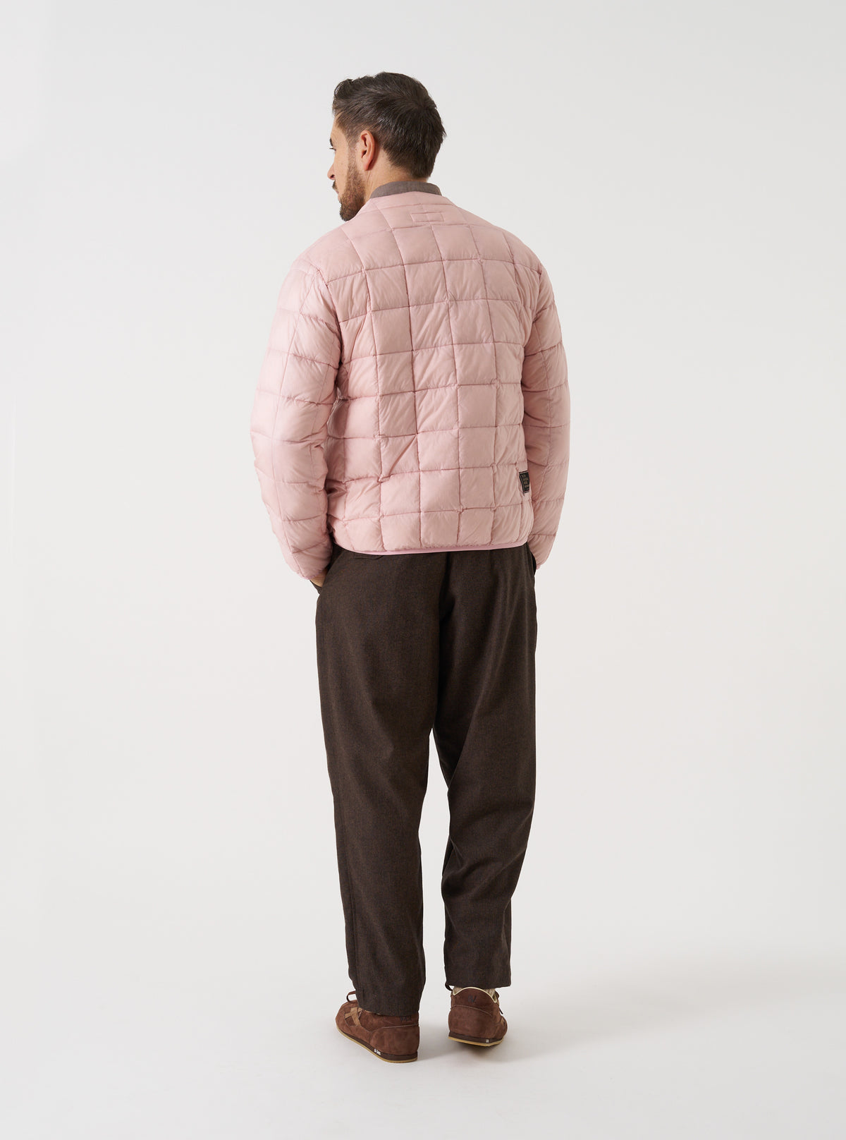 TAION x Universal Works Pink Nylon Soft Shell Down Cardigan