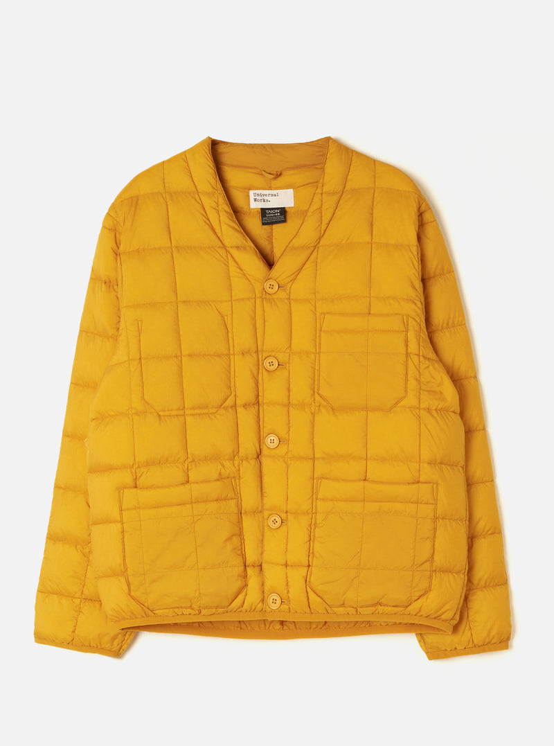 TAION x Universal Works Yellow Nylon Soft Shell Down Cardigan