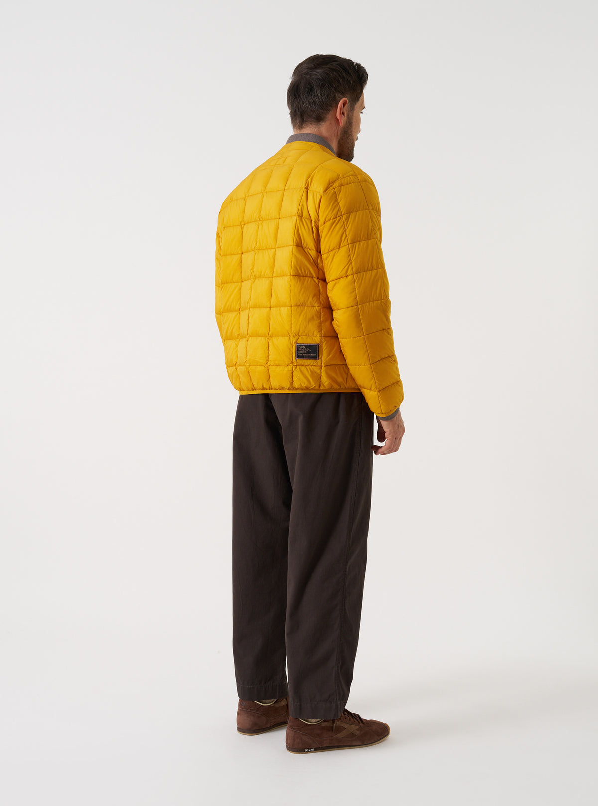 TAION x Universal Works Yellow Nylon Soft Shell Down Cardigan