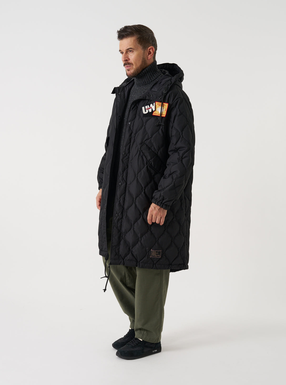 TAION x Universal Works Black Military Hard Shell Down Mod Parka