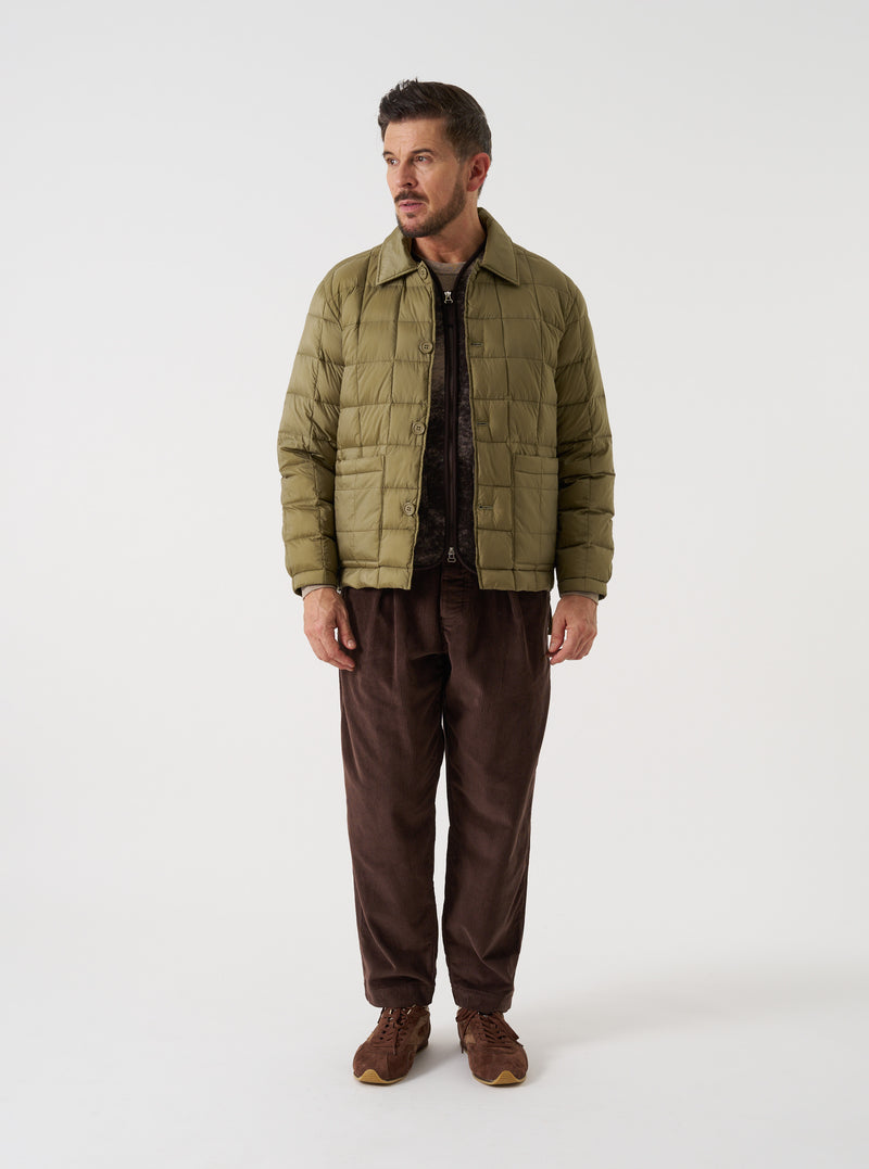 TAION x Universal Works Green Nylon Soft Shell Down Rams Jacket