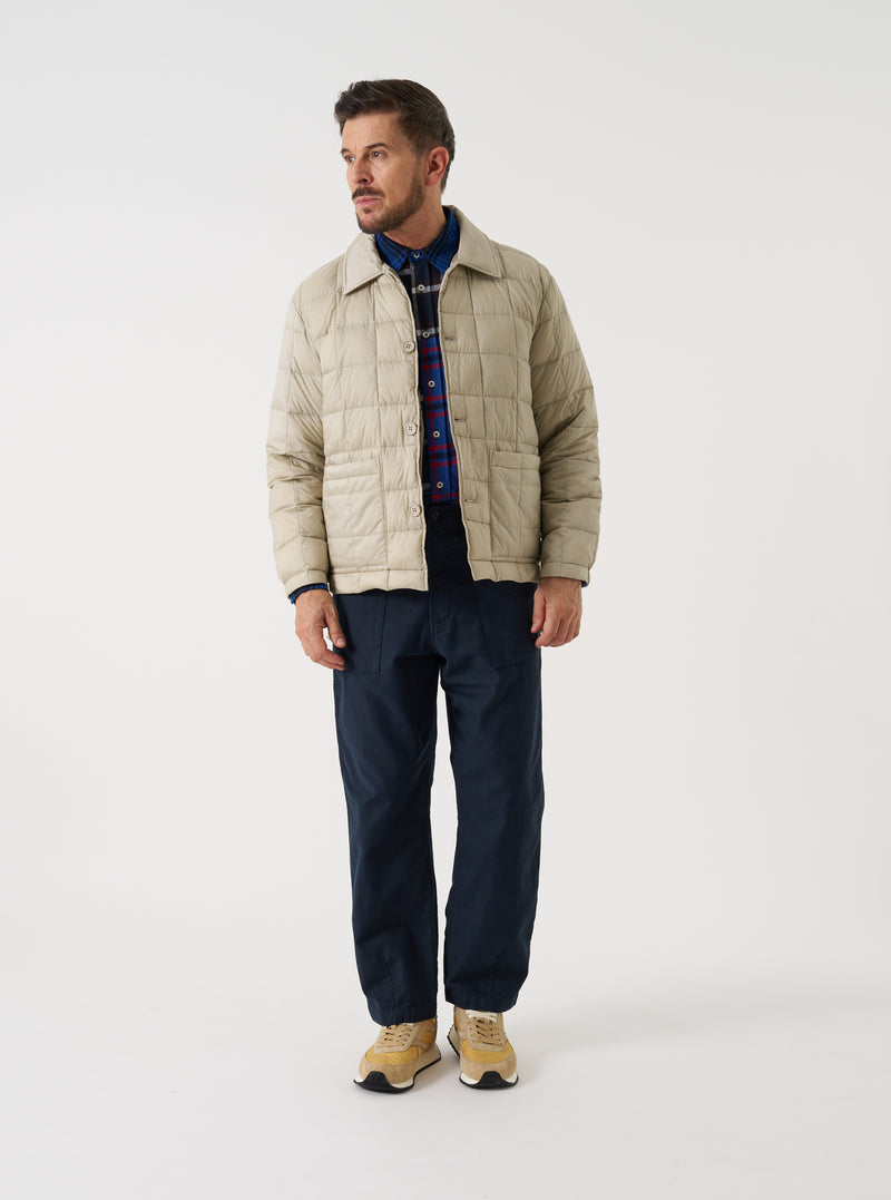 TAION x Universal Works Ice Grey Nylon Soft Shell Down Rams Jacket