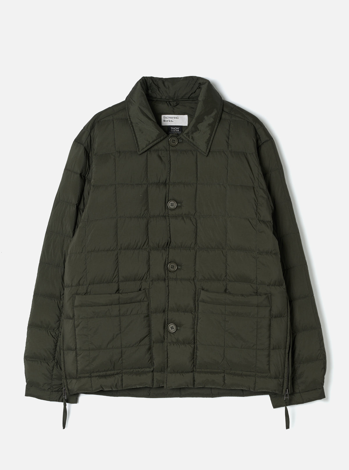 TAION x Universal Works Olive Nylon Soft Shell Down Rams Jacket