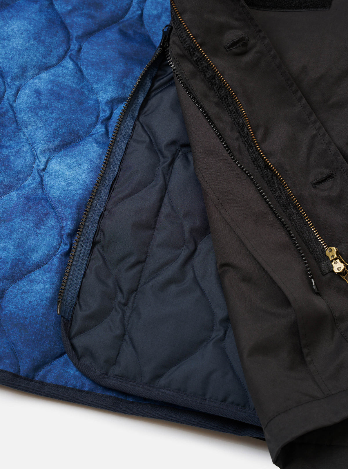 TAION x Universal Works Black/Cloud Camo Twill Down RAF Jacket