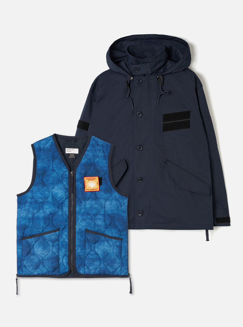 TAION x Universal Works Navy/Cloud Camo Twill Down CR RAF Jacket