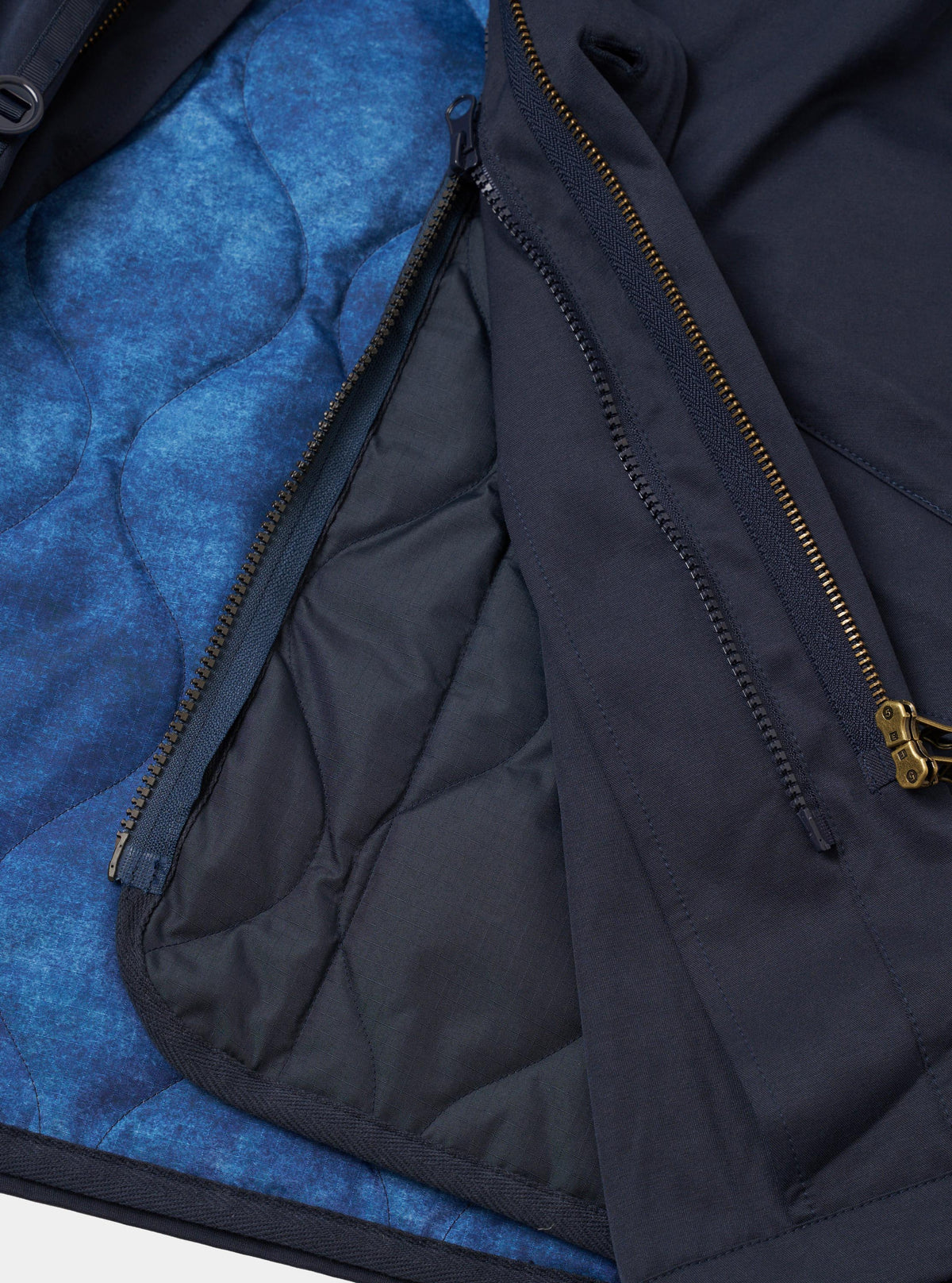 TAION x Universal Works Navy/Cloud Camo Twill Down RAF Jacket