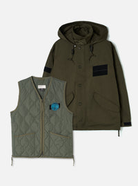 TAION x Universal Works Olive/Olive Twill Down RAF Jacket