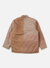 The TAION x Universal Works Reversible Dark Navy Military Line Kyoto Work Jacket, shown on a white background. The jacket has a brown and tan check pattern.