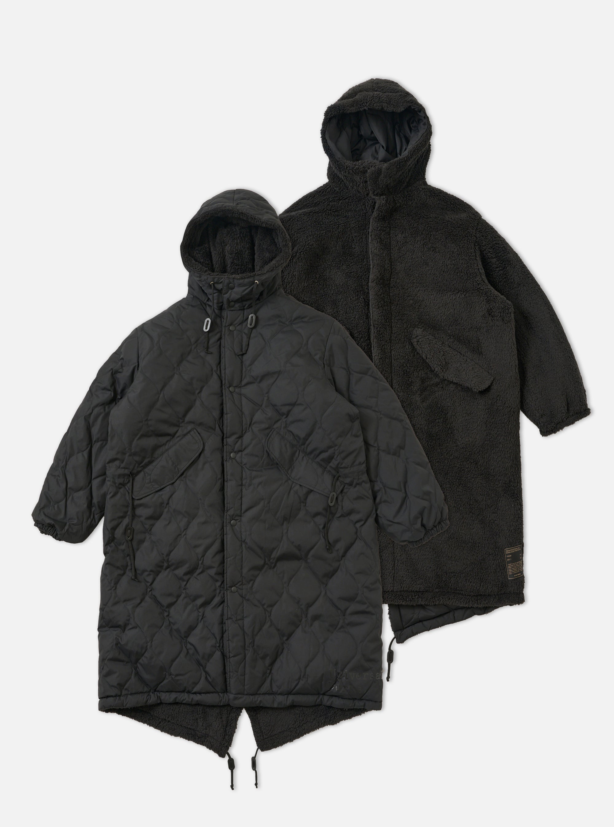 TAION x Universal Works Reversible Black Military Line Sherpa Parka