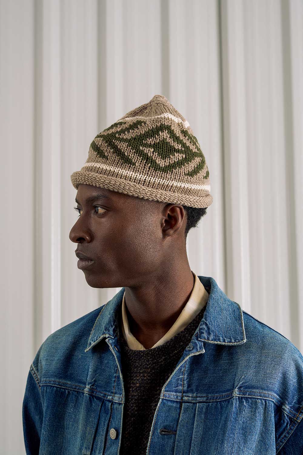 cableami® Beige Wool Jacquard Watch Cap