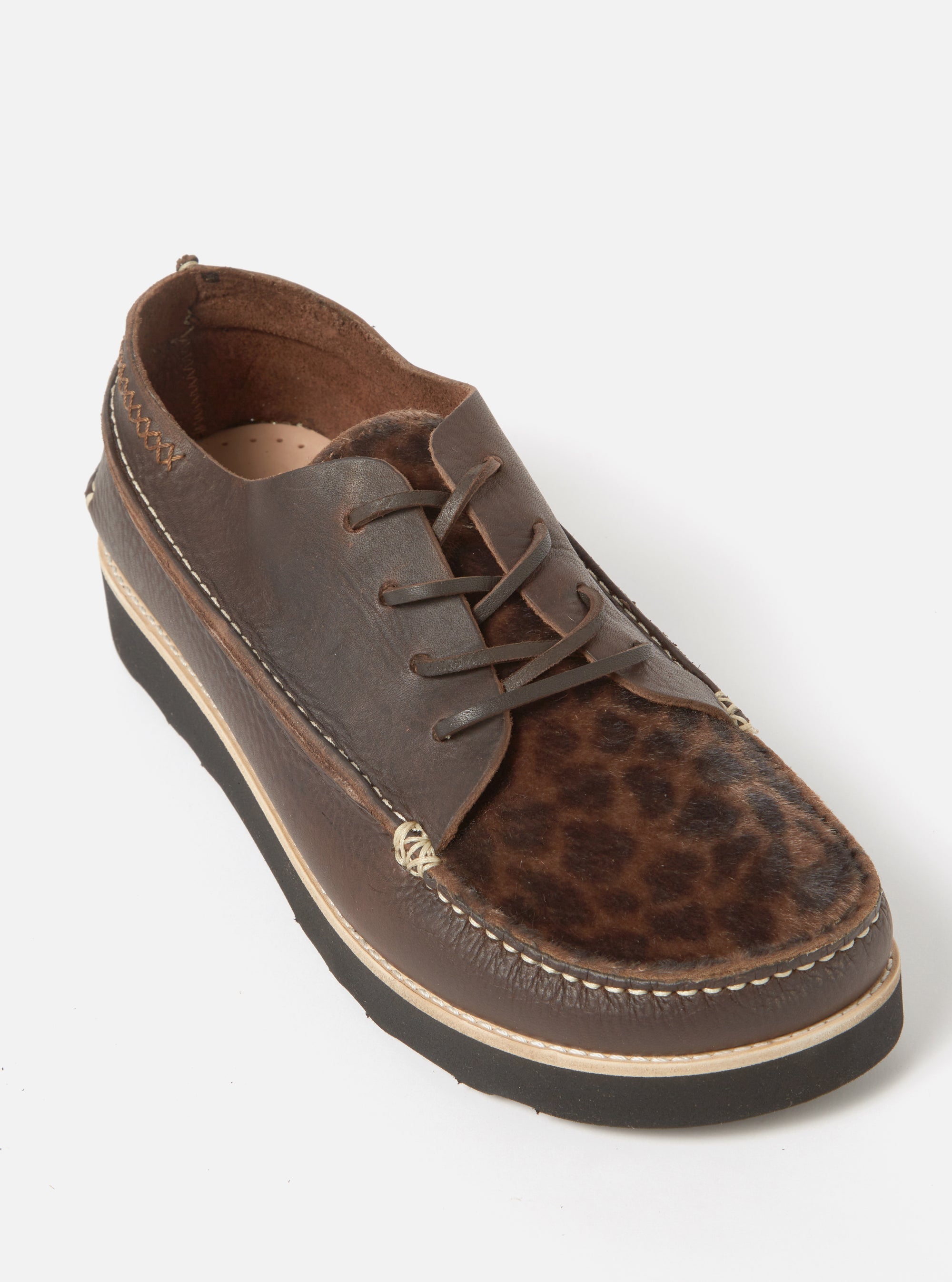 Yogi x Universal Works Dark Brown/Leopard Tumbled/Fur Leather Finn