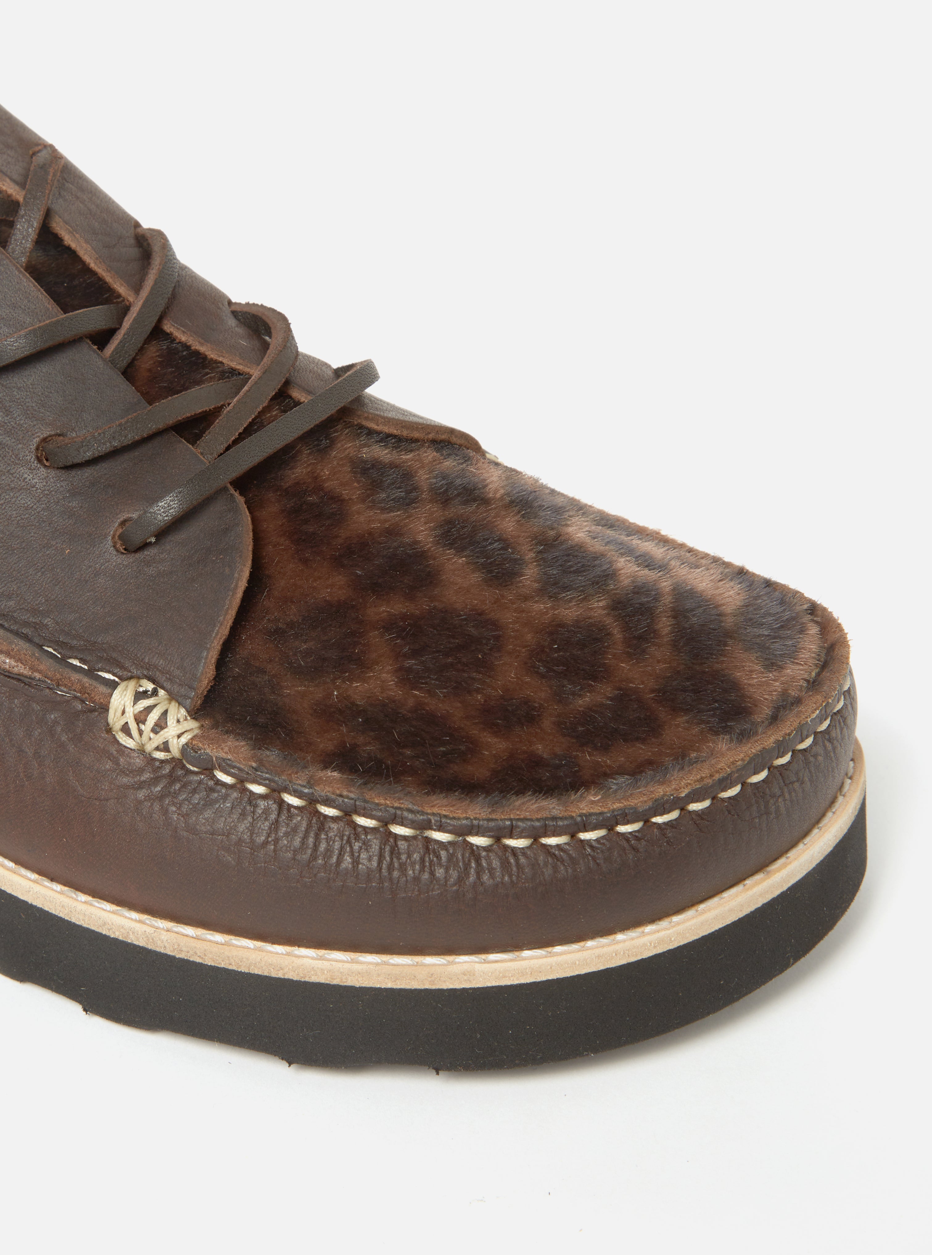Yogi x Universal Works Dark Brown/Leopard Tumbled/Fur Leather Finn