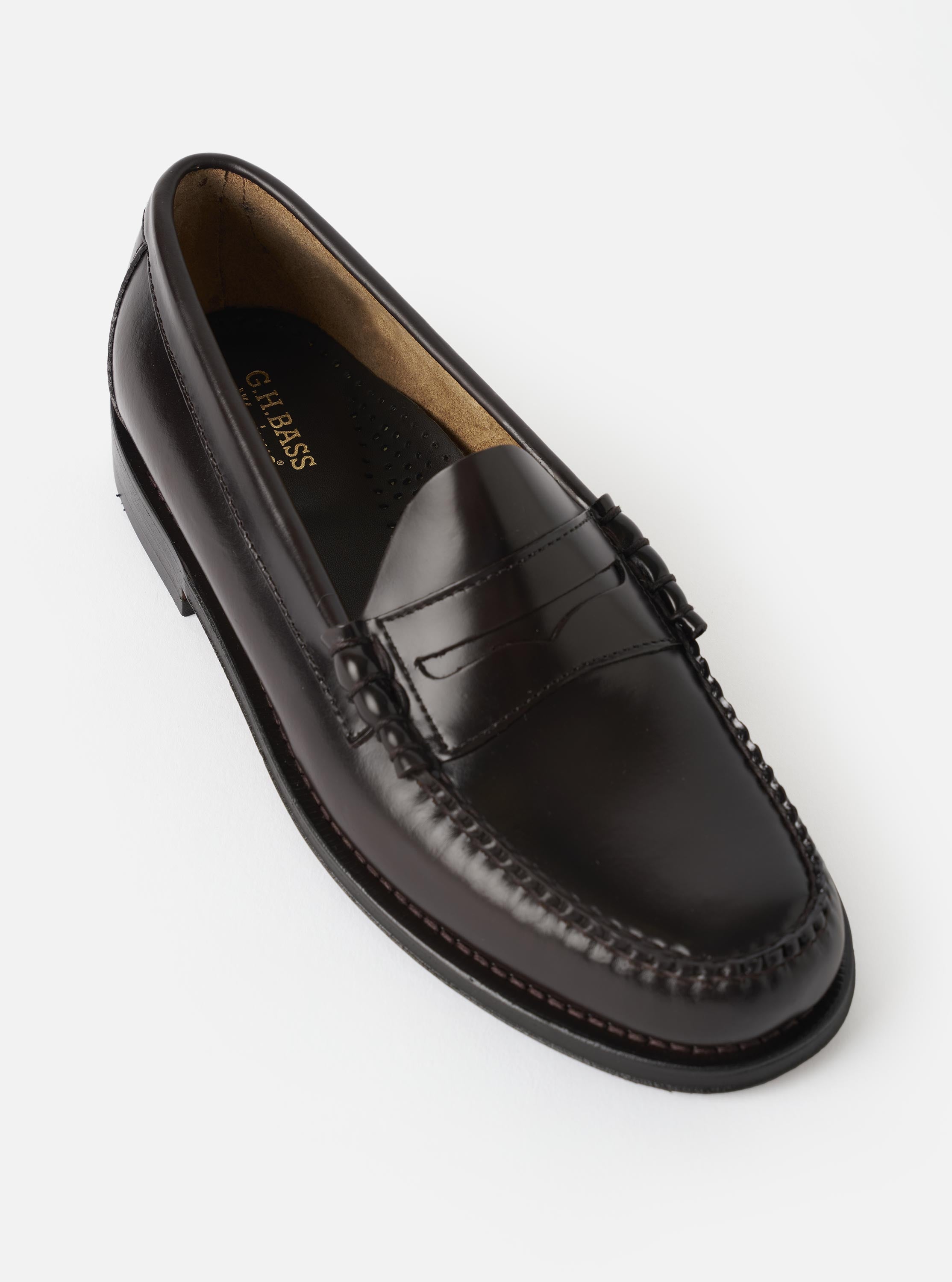 Men's G.H.Bass Chocolate Leather Weejuns Heritage Larson Moc Penny
