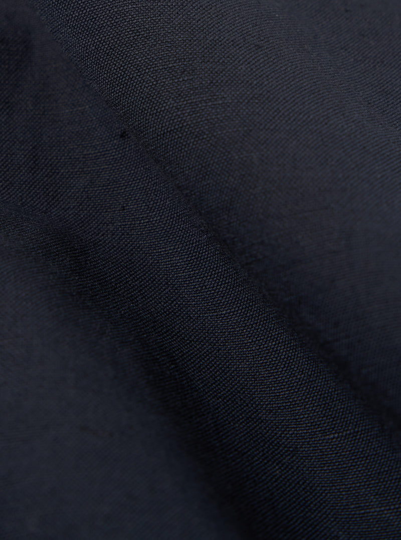 Navy Linen Slub Weave Three Button Jacket