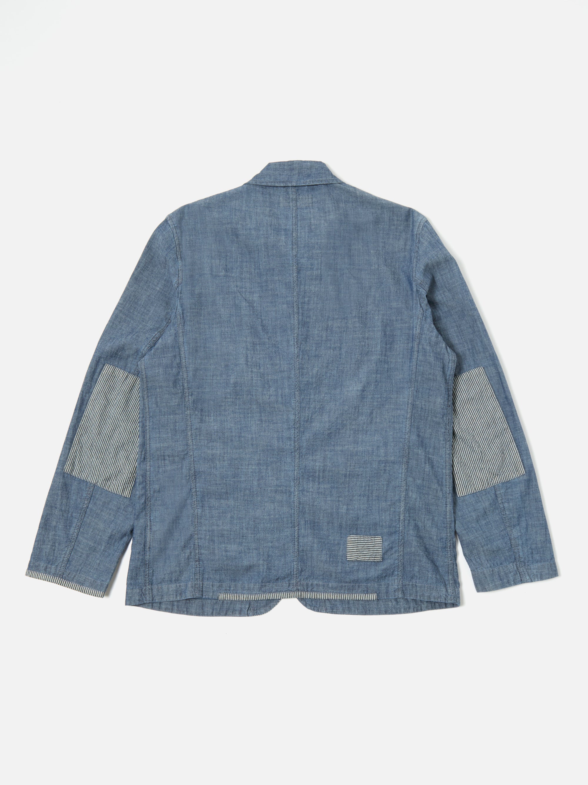 Indigo Chambray/Hickory Stripe Denim Patched Bakers Jacket