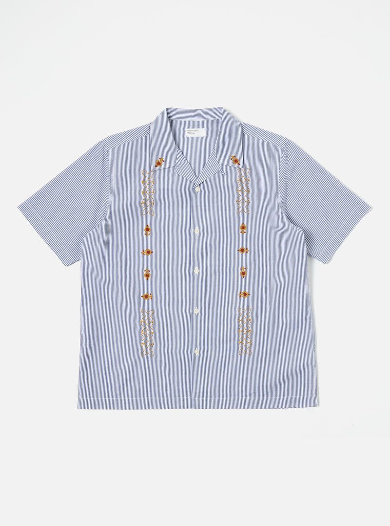 Blue Embroidered Classic Stripe Road Shirt