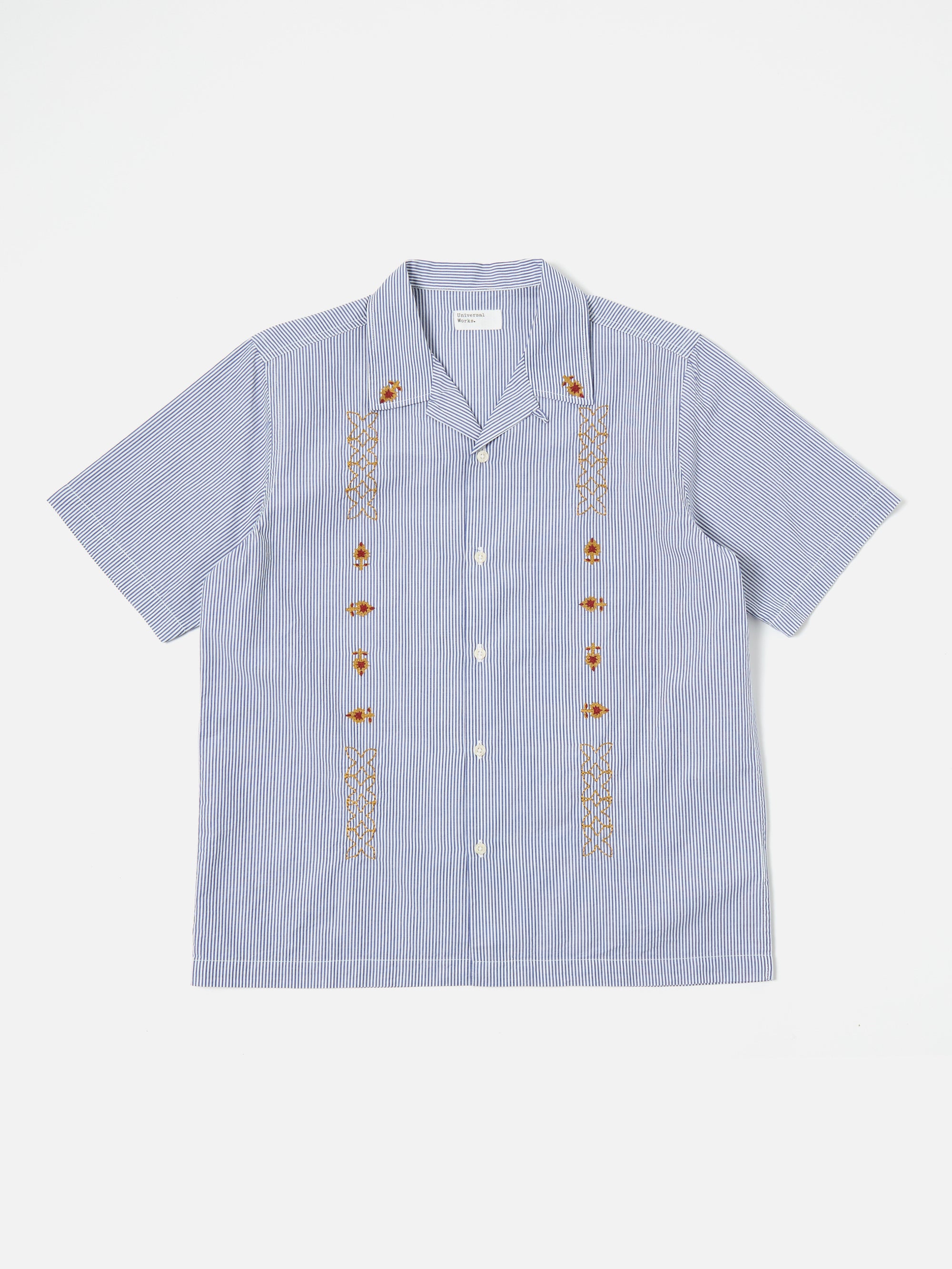 Blue Embroidered Classic Stripe Road Shirt