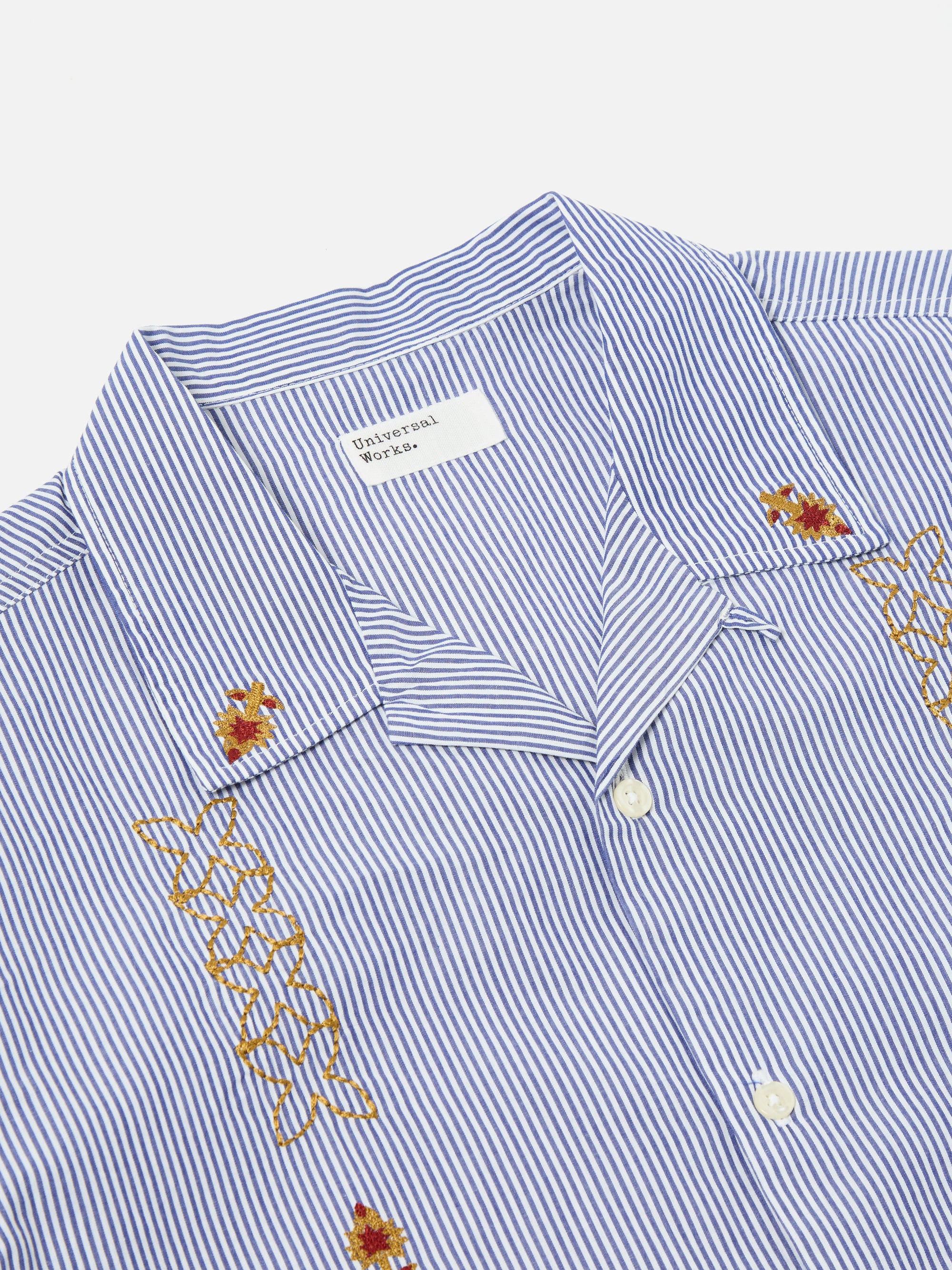 Blue Embroidered Classic Stripe Road Shirt