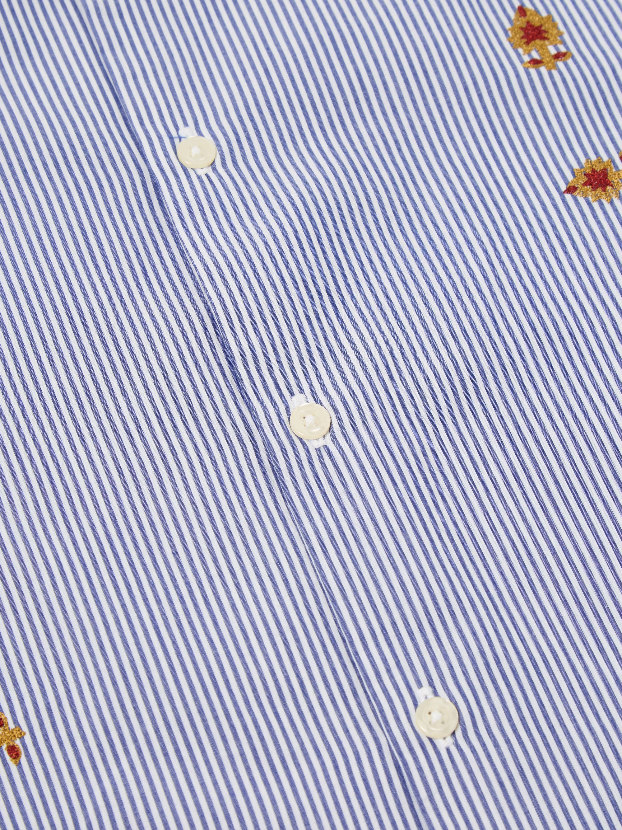 Blue Embroidered Classic Stripe Road Shirt