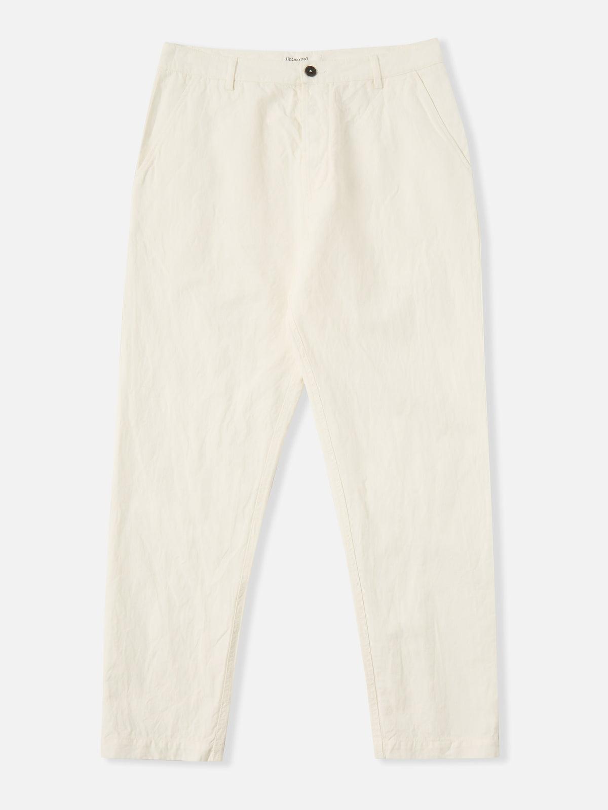Ecru Slub Linen Weave Military Chino